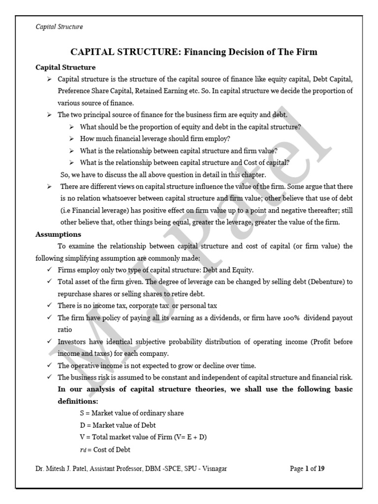 Understanding Capital Structure Dynamics | PDF | Capital Structure ...