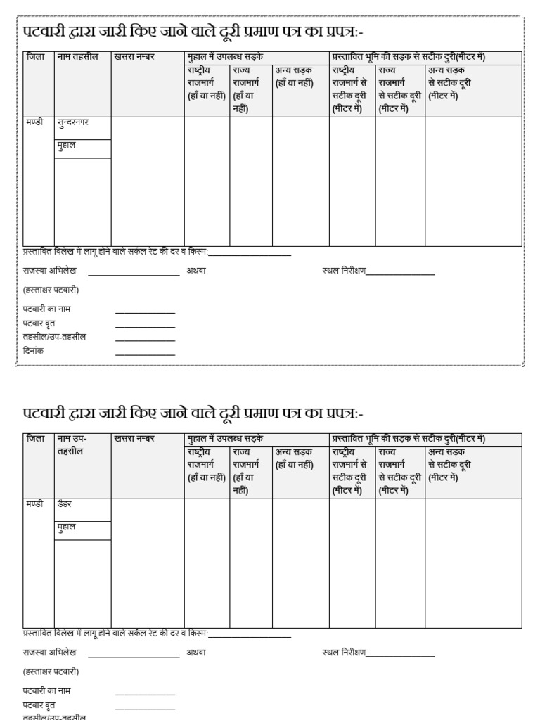 Distance Certificateपटवारी द्वारा जारी किए जाने वाले दूरी प्रमाण पत्र ...