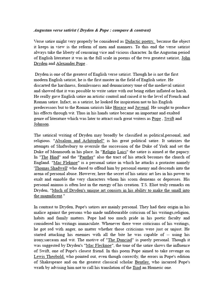 Augustan Varse Satirists | PDF | Satire | John Dryden