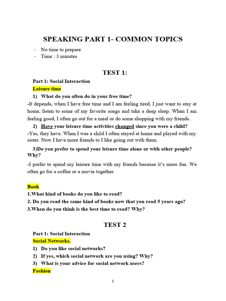 VSTEP 10 test Part 1 (TUỆ) | PDF | Leisure