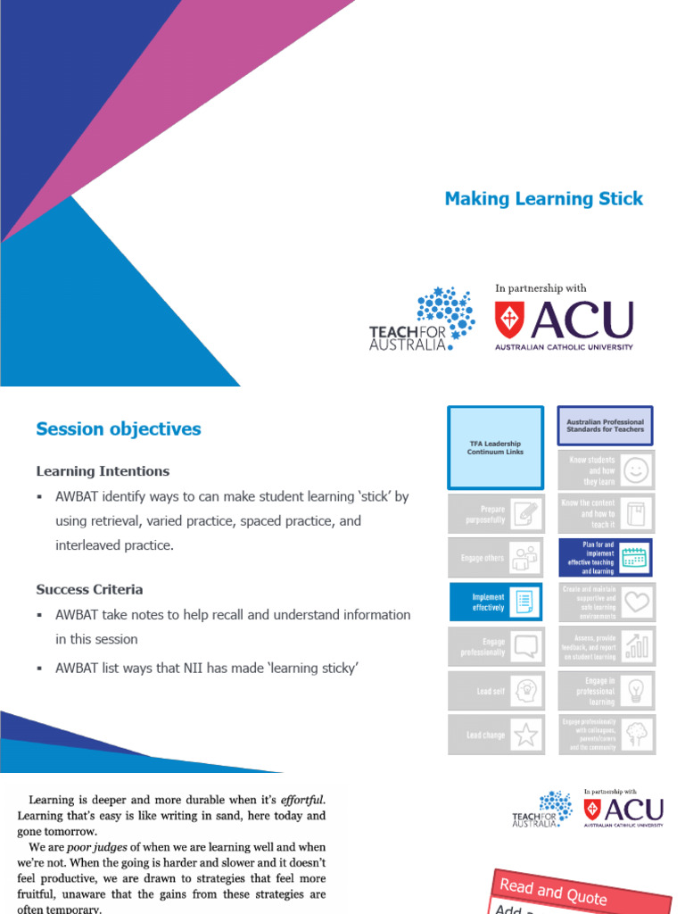 Making Learning Sticky2 | PDF | Learning | Memory
