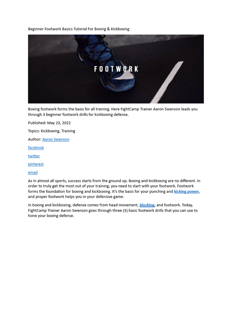 Beginner Footwork Basics Tutorial For Boxing Pdf Indoor Sports