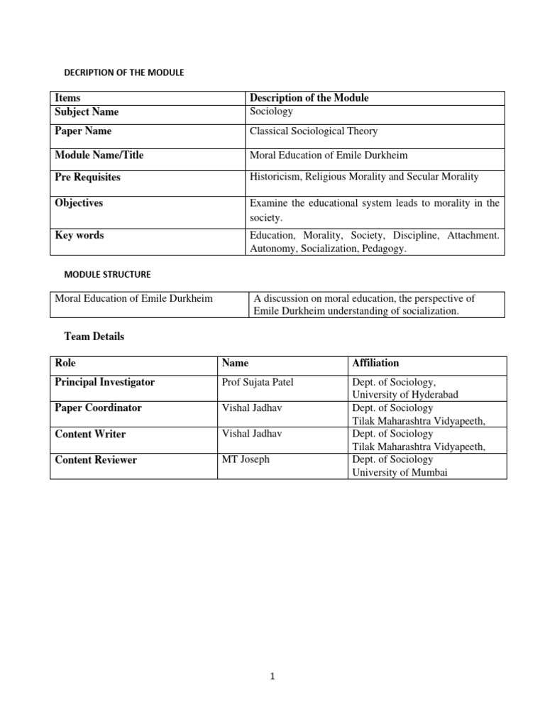 ED Moral Education PDF Émile Durkheim Sociology