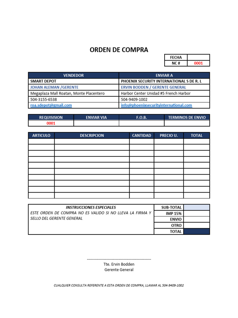 Orden de Compra Phoenix Security | PDF
