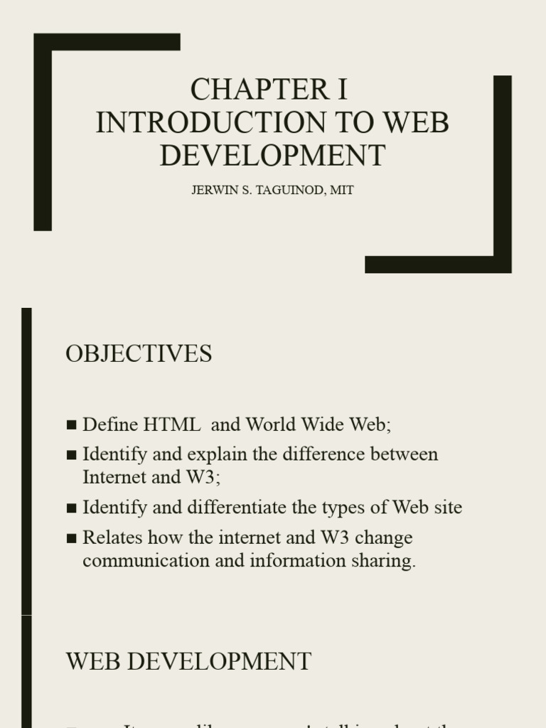 Chapter I Intro To Web Development | PDF | World Wide Web | Internet & Web