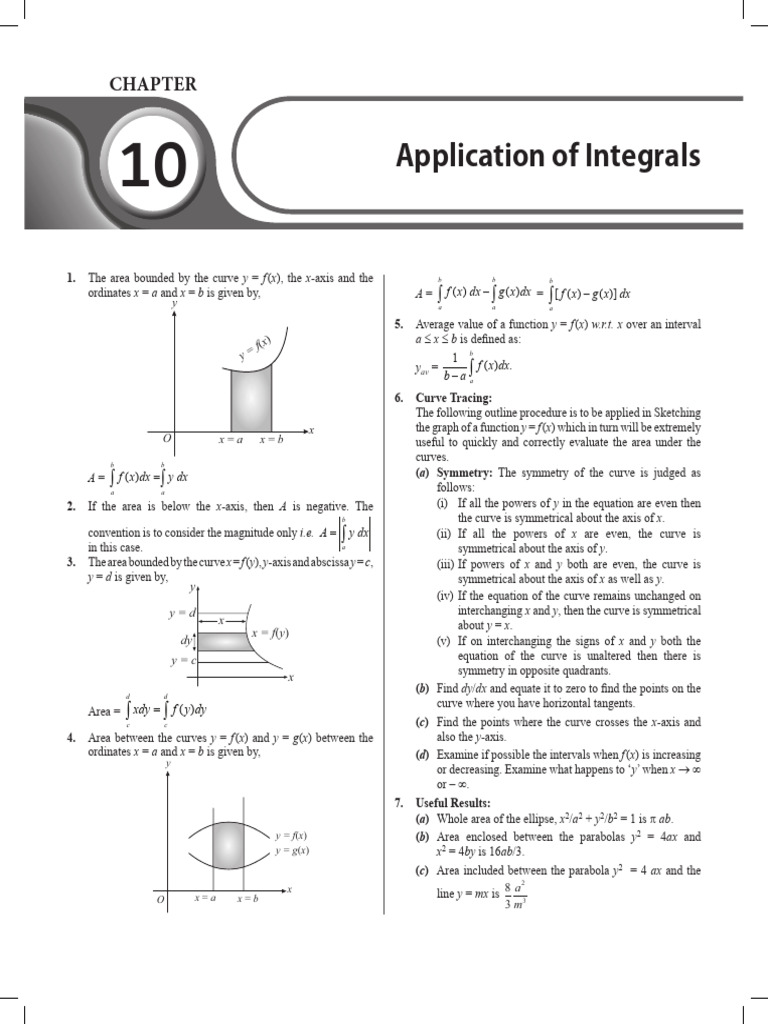 Application of Integrals - Short Notes | PDF | Cartesian Coordinate ...