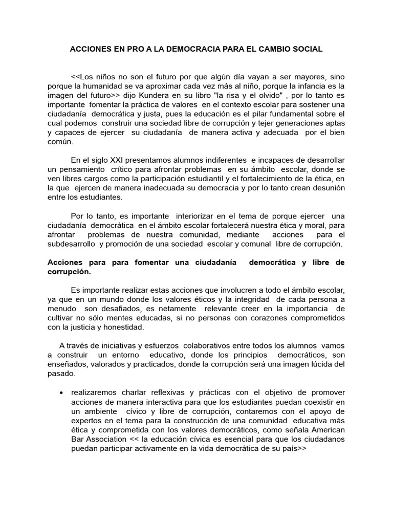Acciones en Pro A La Democracia para El Cambio Social | PDF ...