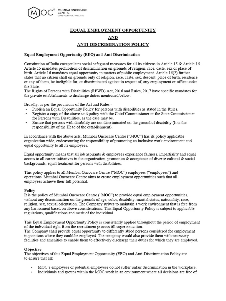 7.10) Moc - Equal Employment Opportunity | PDF | Discrimination | Equal ...