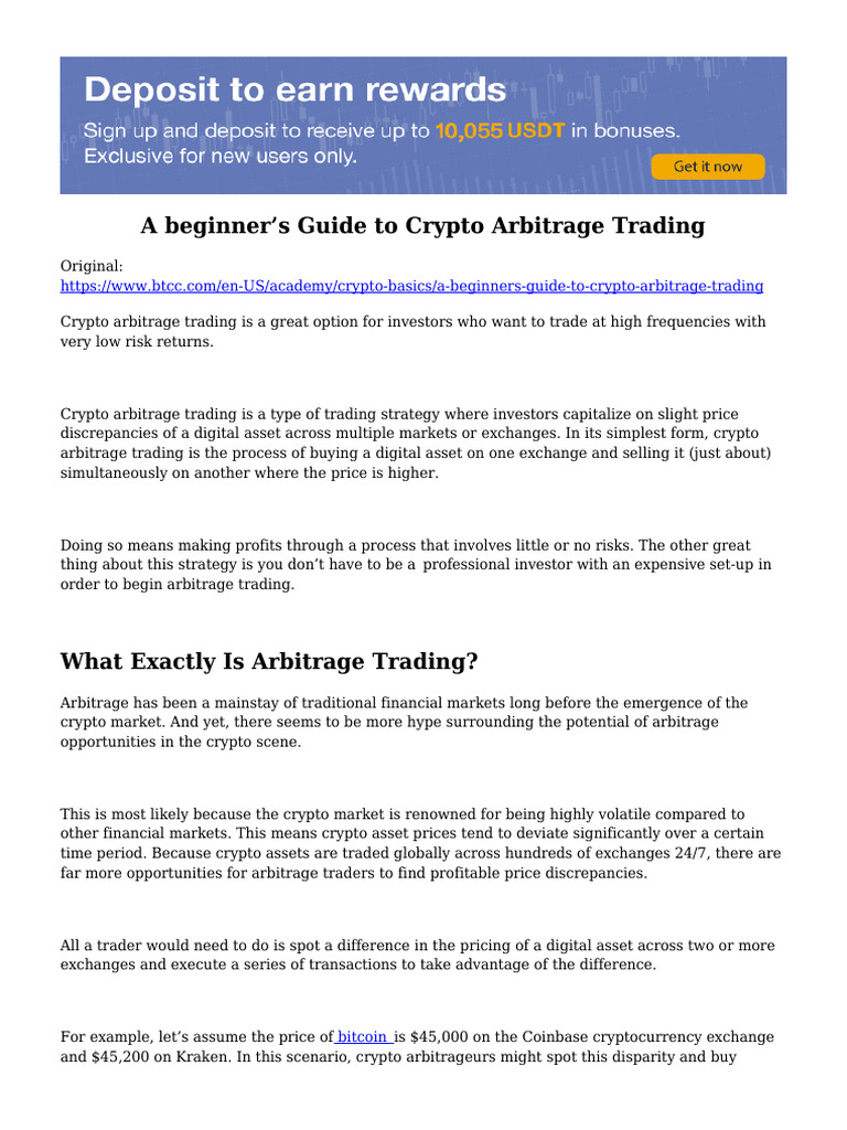 En A Beginners Guide To Crypto Arbitrage Trading | PDF | Arbitrage |  Cryptocurrency