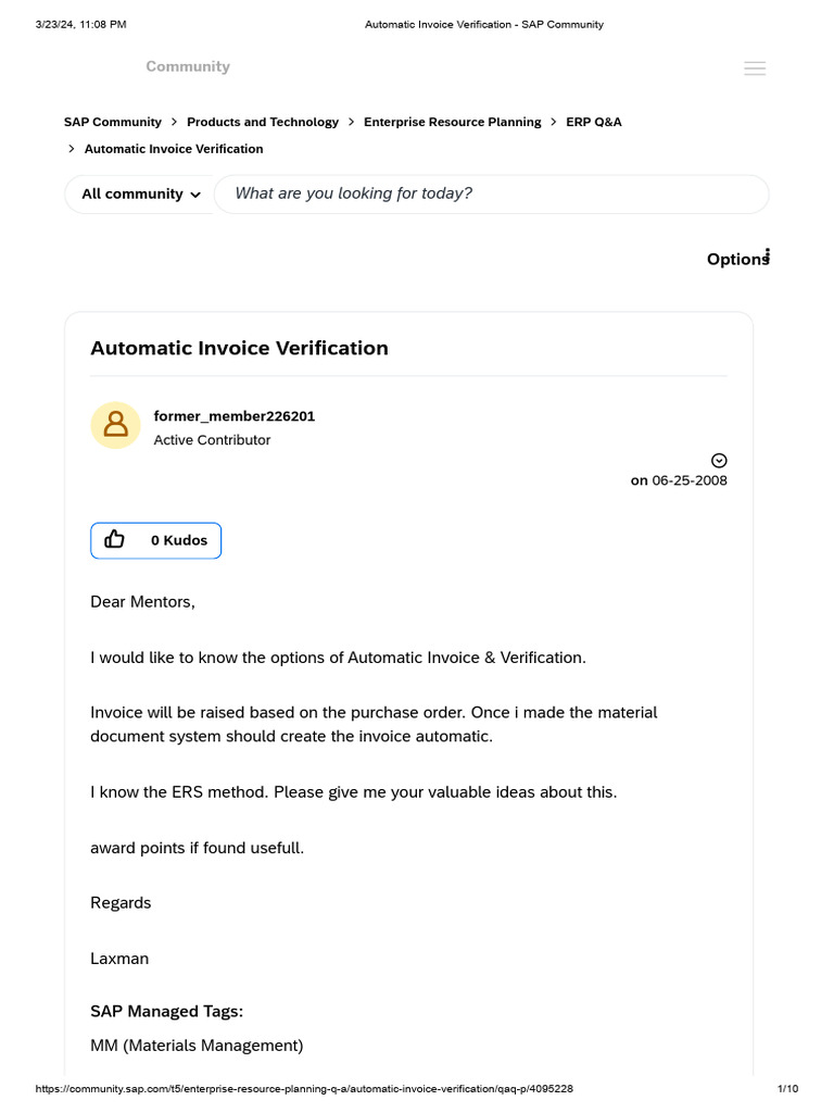 Automatic Invoice Verification in SAP | PDF | Receipt | Computing