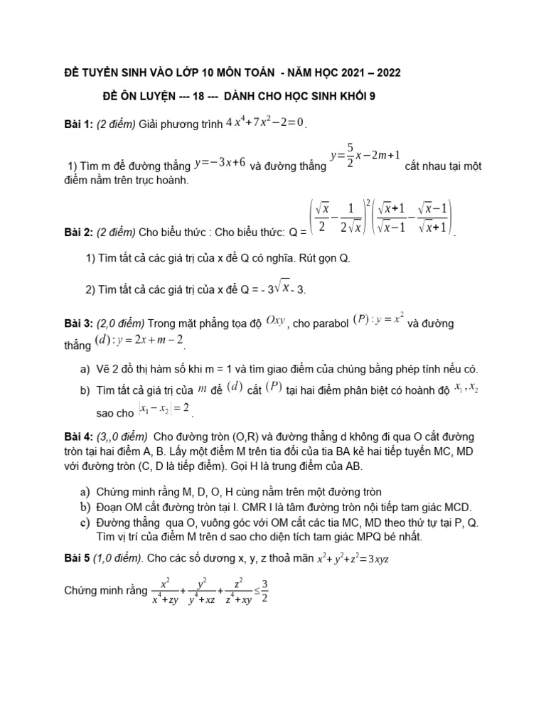De on luyen thi vao lop 10 mon toan de so 18 pdf