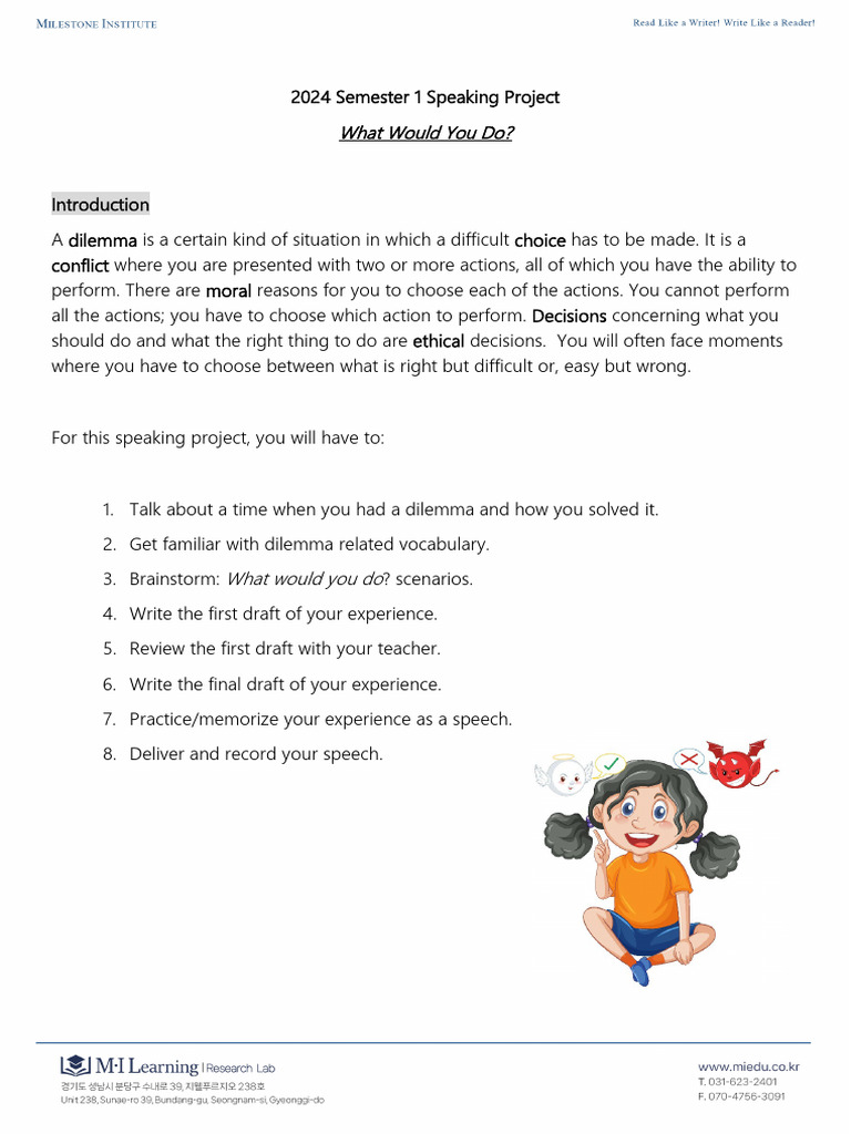 (Student Handout) 2024 S1 Speaking Project (C-G) - Dilemma | PDF