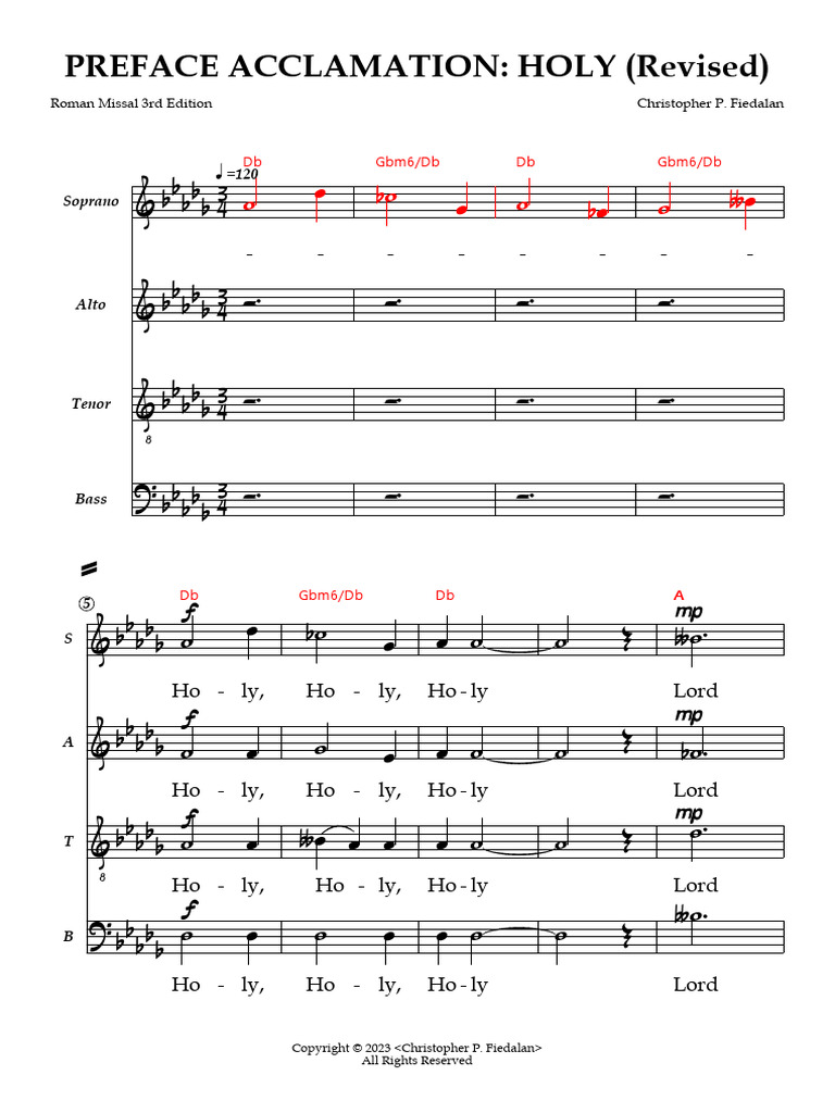 8 Holy (Preface Acclamation) v.2 | PDF | Choral Music | Catholic Liturgy