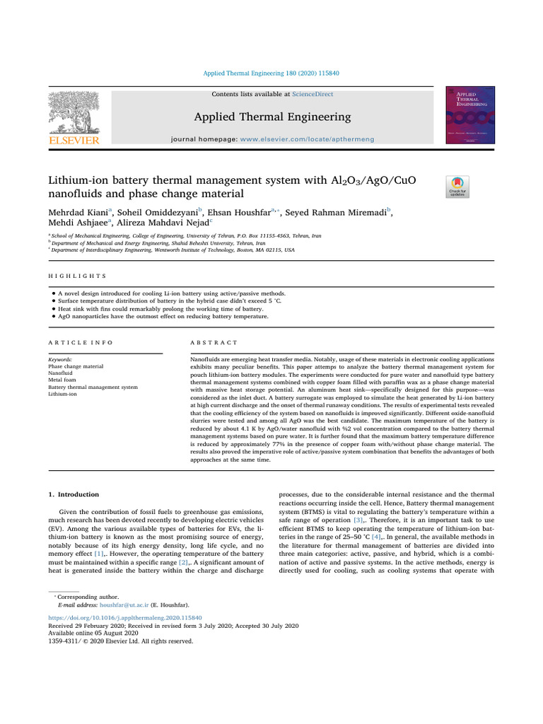 Lithium-Ion Battery Cooling with Nano Fluids | PDF | Lithium Ion ...