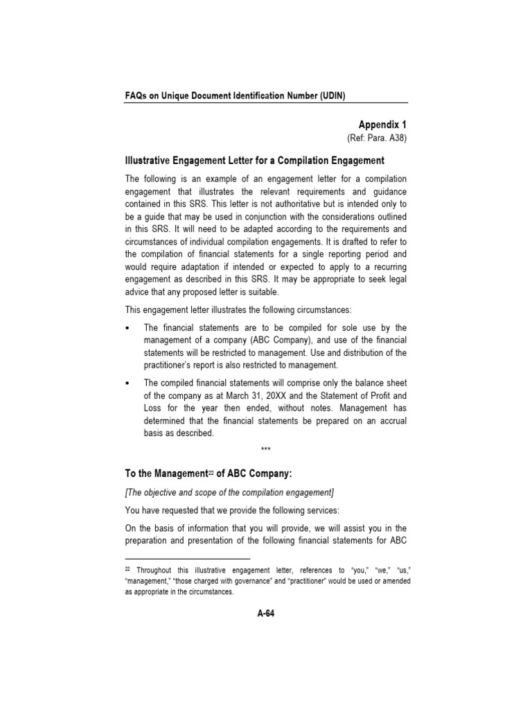 Compilation Engagement Letter Example | PDF | Financial Statement ...