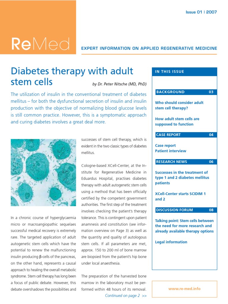 Stem Cell Treatment For Diabetes Using Adult Stem Cells | PDF ...
