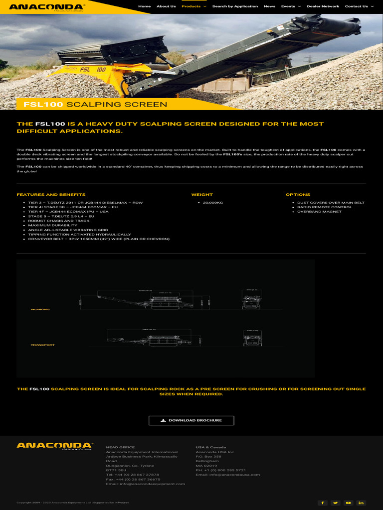 Scalping Screen - Robust, Compact, Heavy Duty FSL100 Anaconda | PDF ...