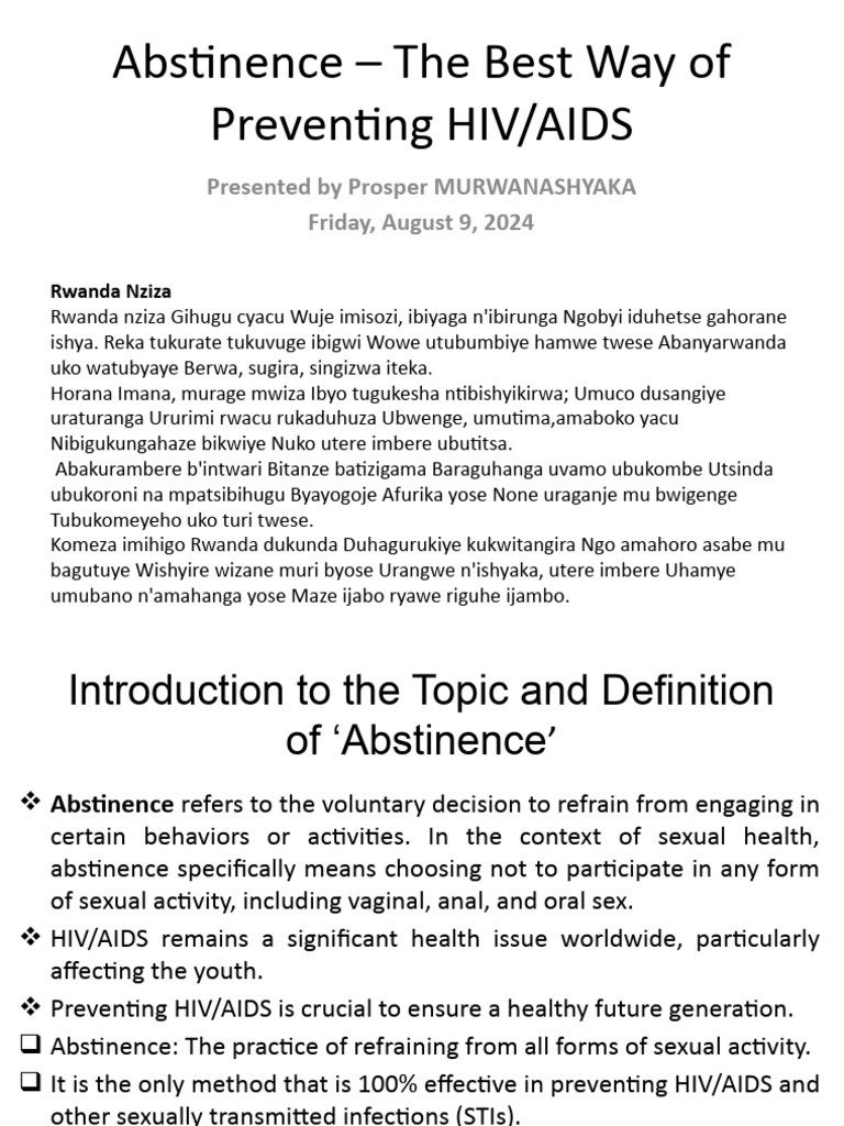 Abstinence: Key to Preventing HIV/AIDS | PDF | Sexually Transmitted ...