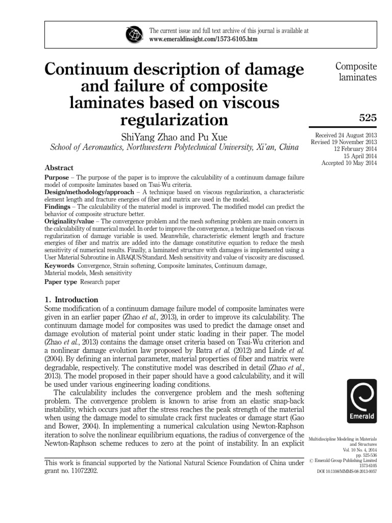 Continuum Description of Damage and Failure of Composite Laminates ...