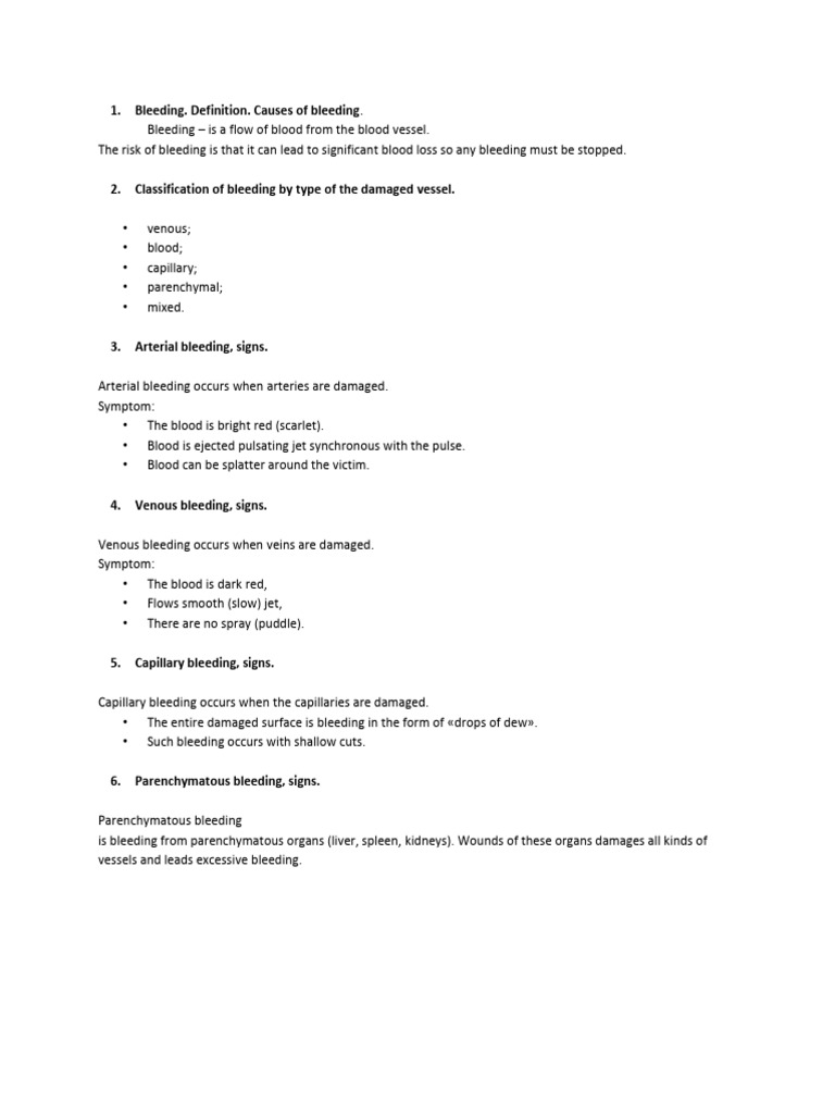 Types and Signs of Bleeding | PDF | Surgery | Bleeding