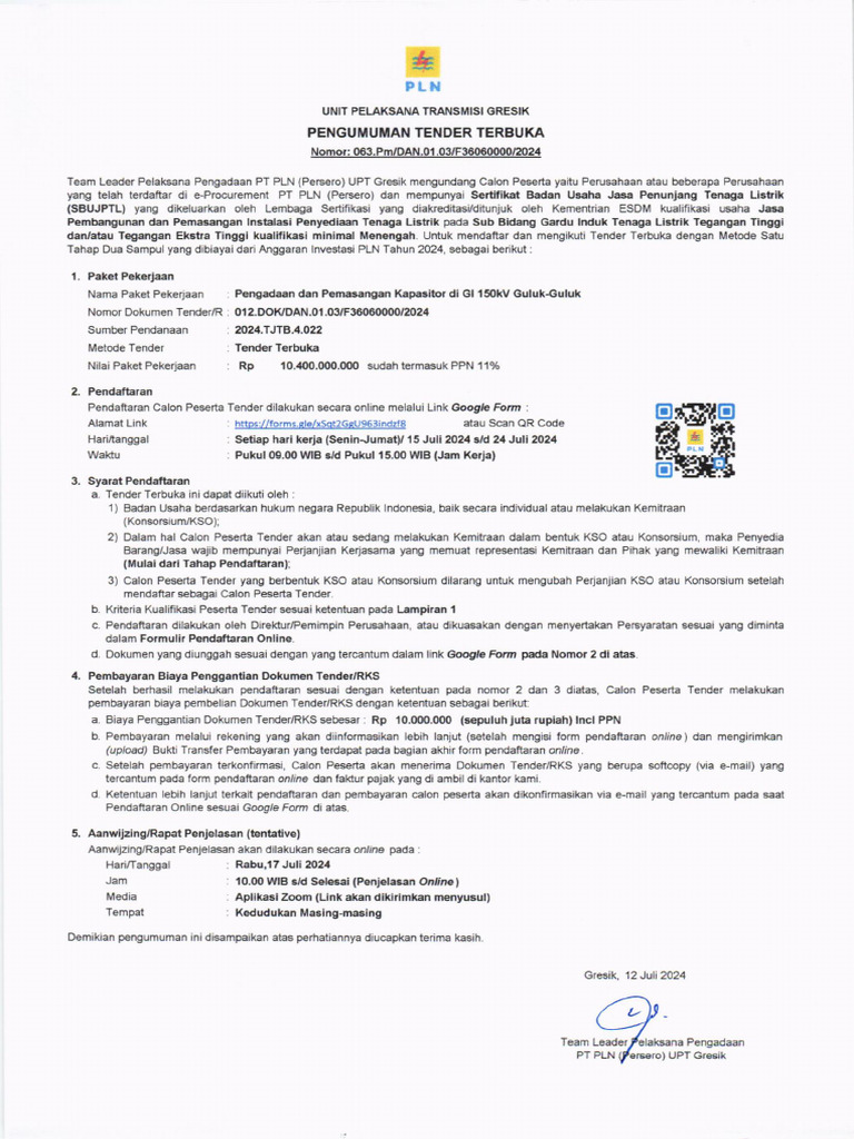 12073749-Pengumuman Tender RKS 012 Pengadaan Dan Pemasangan Kapasitor ...