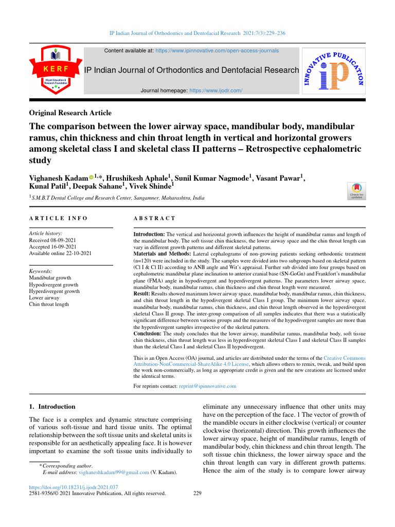 IP Indian Journal of Orthodontics and Dentofacial Research | PDF