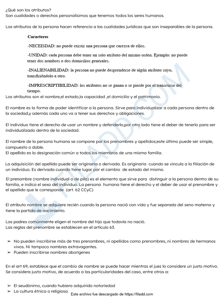 Los Atributos de La Persona | PDF | Bienes (Ley) | Domicilio (Ley)