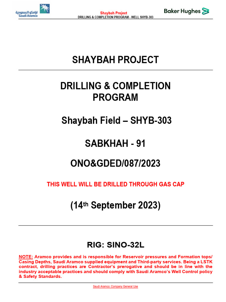 SHYB-303 TDP Rev-B | PDF | Casing (Borehole) | Oil Well