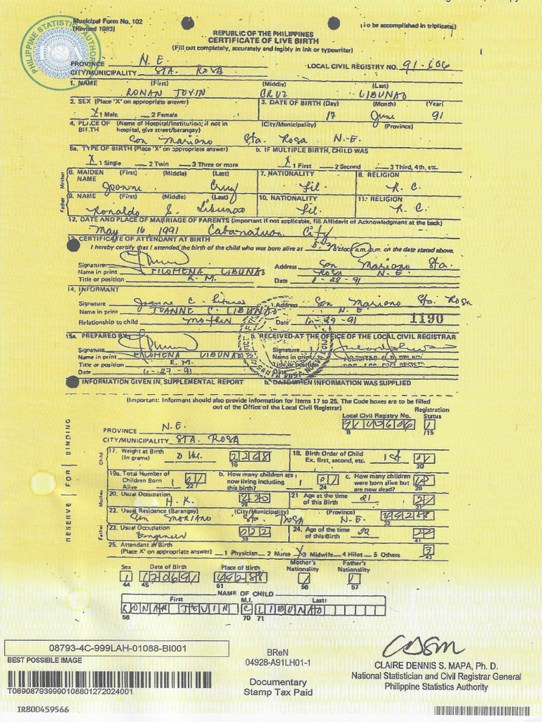 Birth Certificate 2024 Pdf