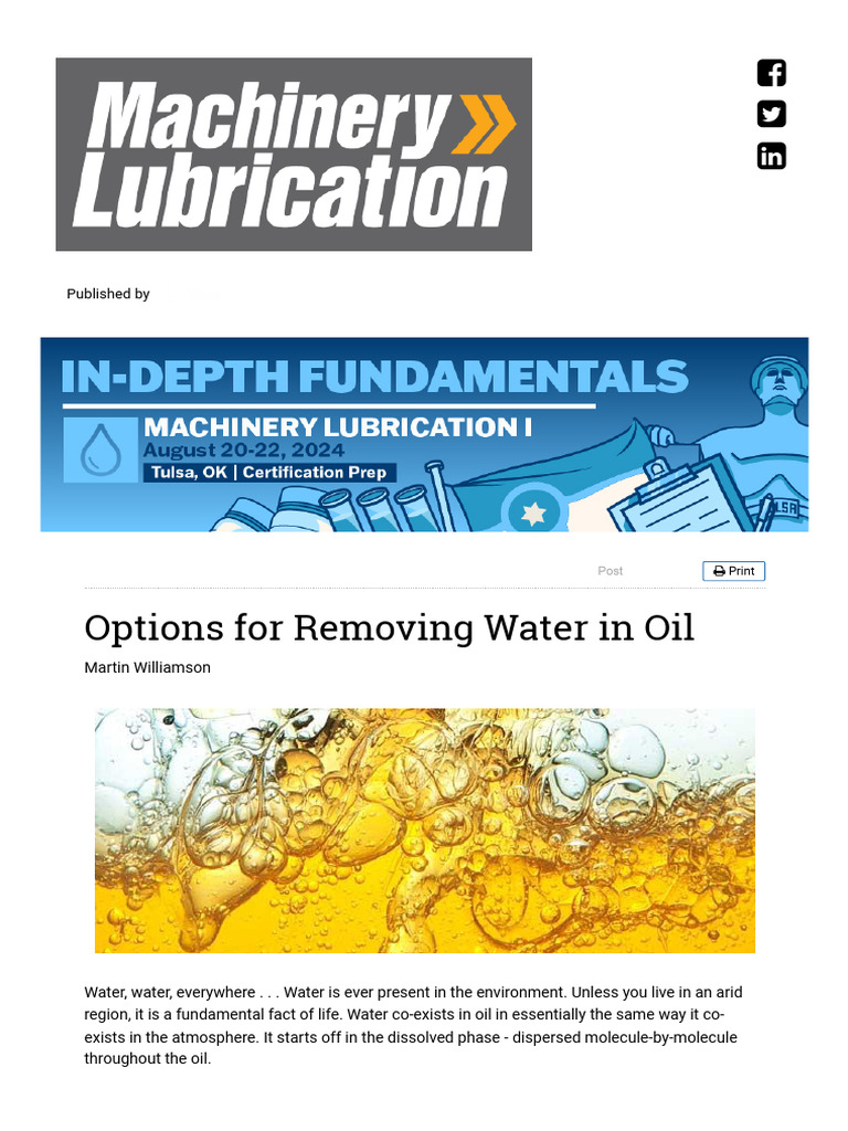 43.1.Options for Removing Water in Oil | PDF | Water | Solubility