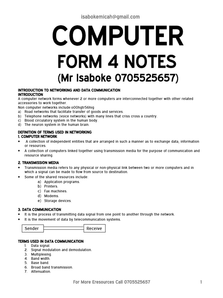 COMPUTER - FORM - 4 - NOTES Simplified | PDF
