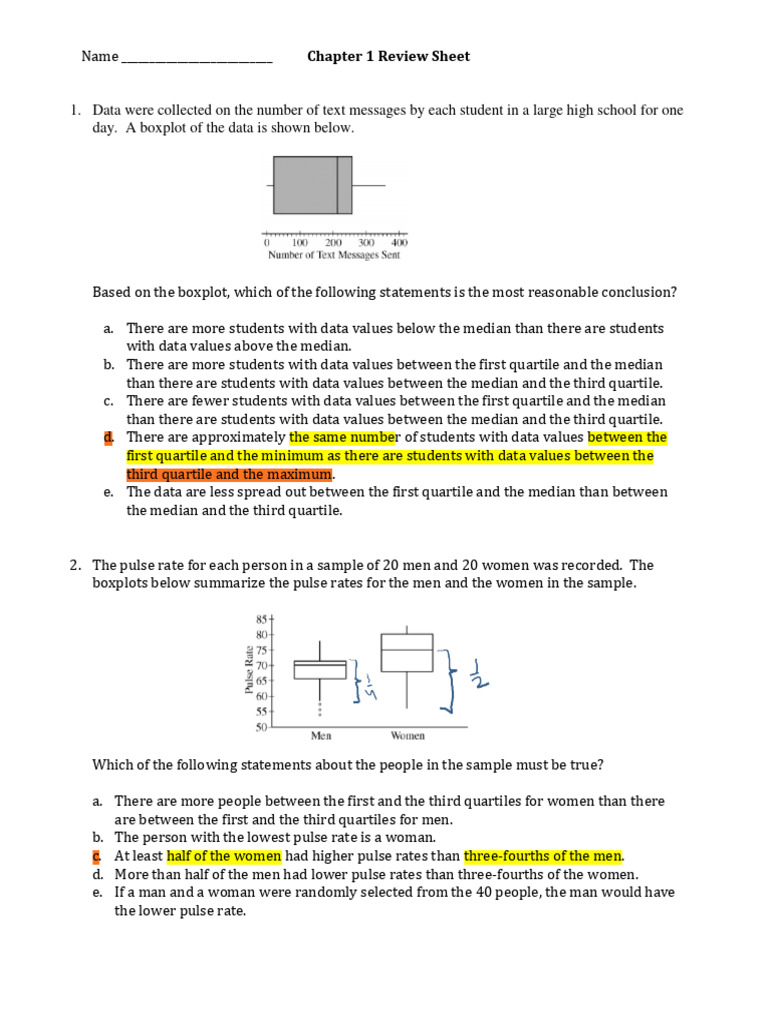 Statistics Review for Students | PDF | Median | Skewness