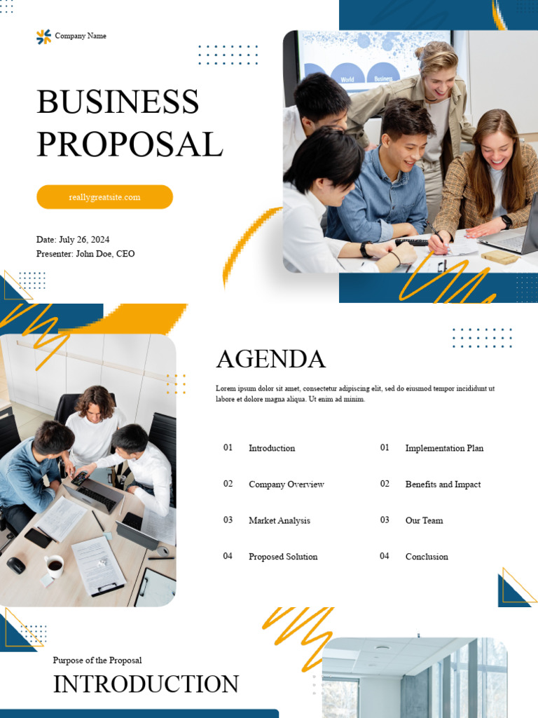 Yellow and Blue Business Proposal Presentation | PDF