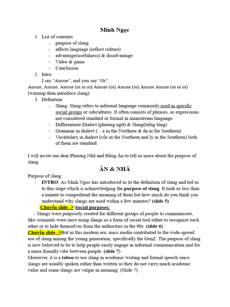 Understanding Script Slang Usage | PDF | Slang | Communication