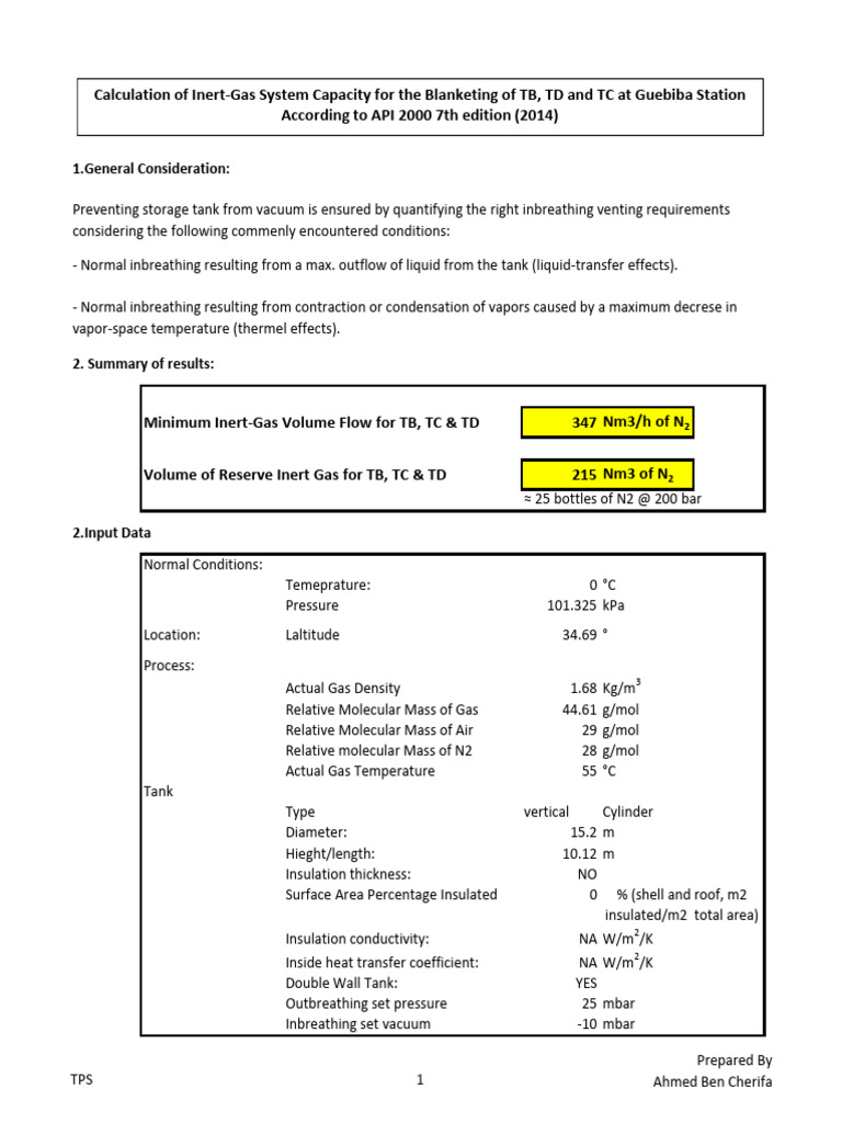 Inert Gas System Capacity Calculation | PDF | Gases | Thermal Insulation