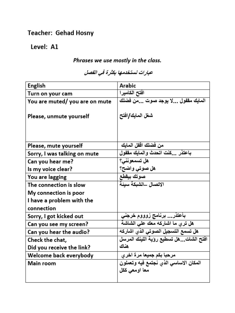 Useful phrases - جمل مهمة | PDF