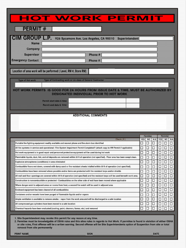Hot Work Permit | PDF