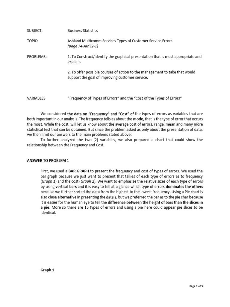 Customer Service Error Analysis Report | PDF | Statistics