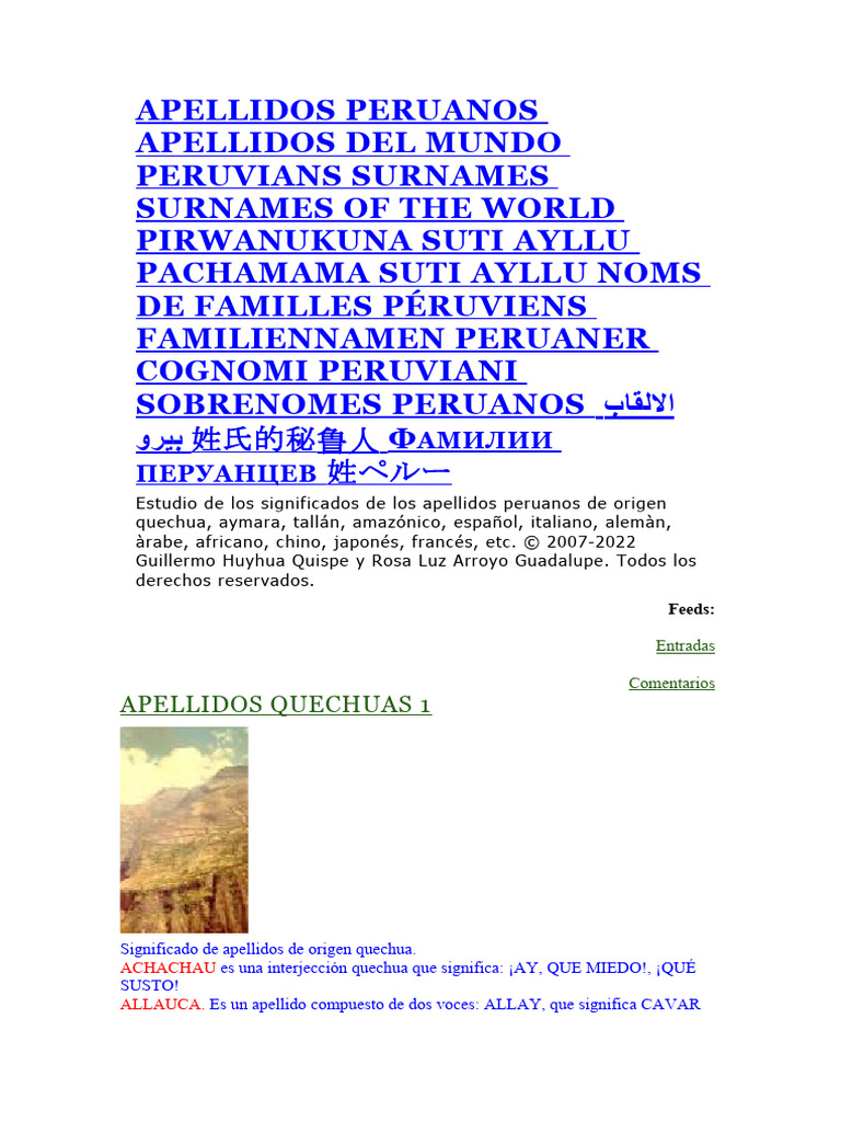 Apellidos Peruanos | PDF | Imperio Inca | Andes
