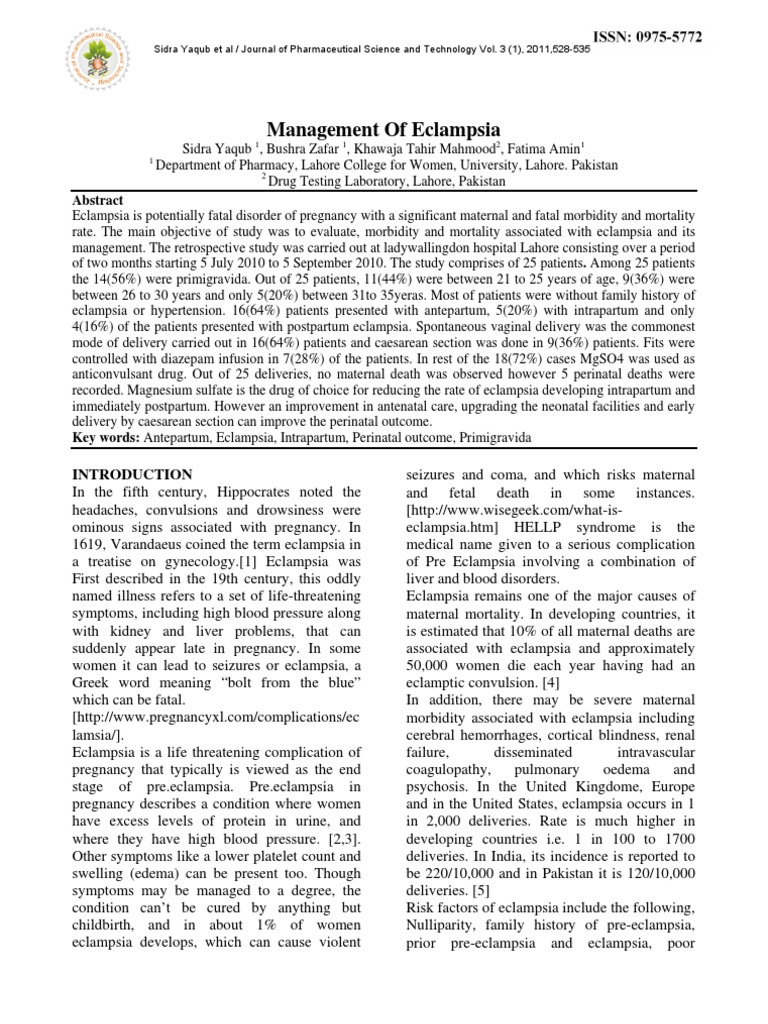 Eclampsia PDF Childbirth Preterm Birth