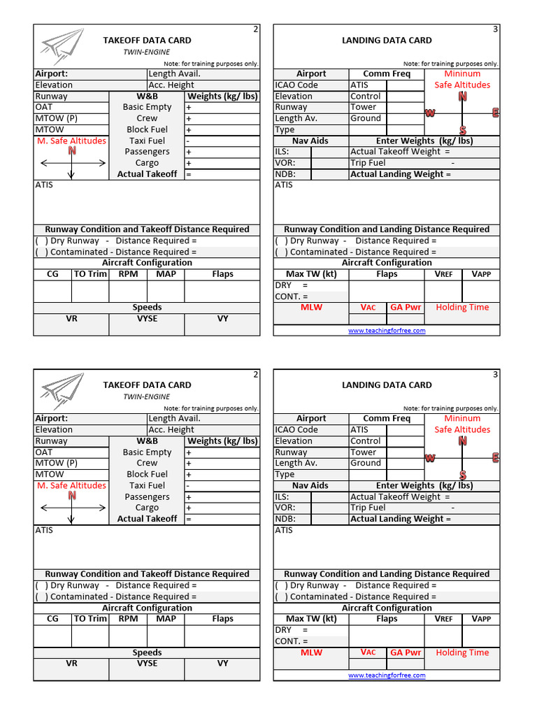Twin-Engine Takeoff and Landing Data | PDF | Runway | Takeoff