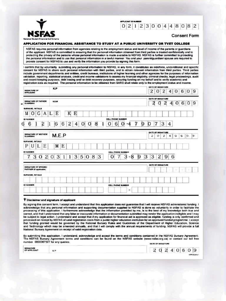 NSFAS Financial Aid Application Form | PDF