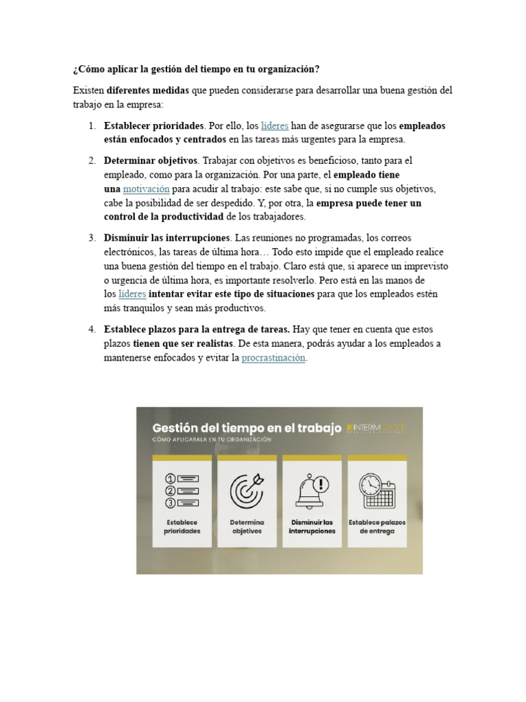 Gestión Del Tiempo en El Trabajo | PDF