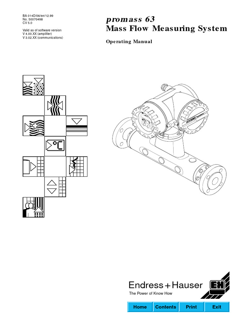 Promass 63 Mass Flow Meter Manual | PDF | Flow Measurement | Liquids