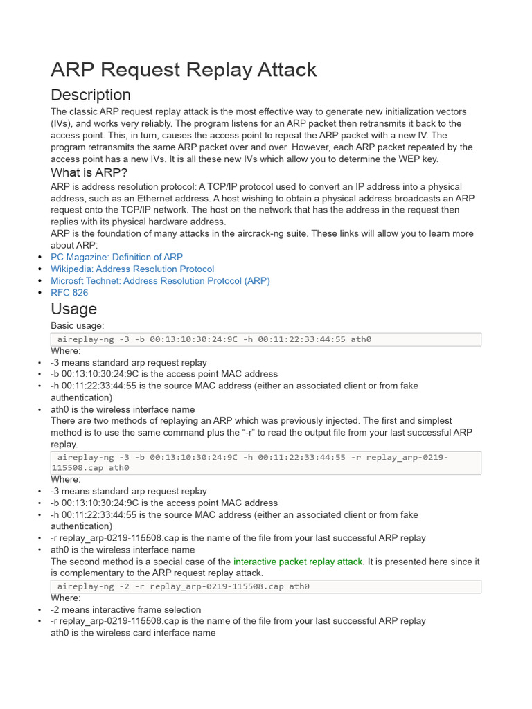 ARP Replay | PDF | Telecommunications Standards | Networking Standards