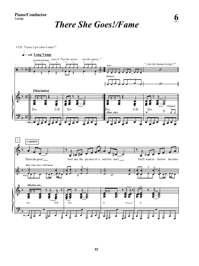 FameThere She Goes FameSheetMusic PDF