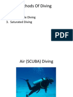 Methods of Diving: 1. Air Diving 2. Submersible Diving 3. Saturated Diving