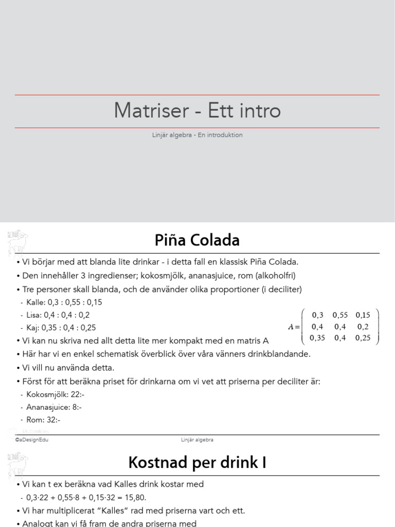 1 - Matriser - Ett Intro | PDF