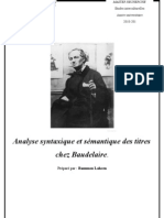 Analyse syntaxique et sémantique des titres de Baudelaire