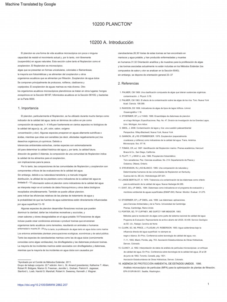 Standard Methods Placton Traducido | PDF | Plancton | Agua